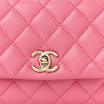 Chanel Caviar Quilted Lizard Embossed Extra Mini Coco Handle Flap Pink 7 of 10