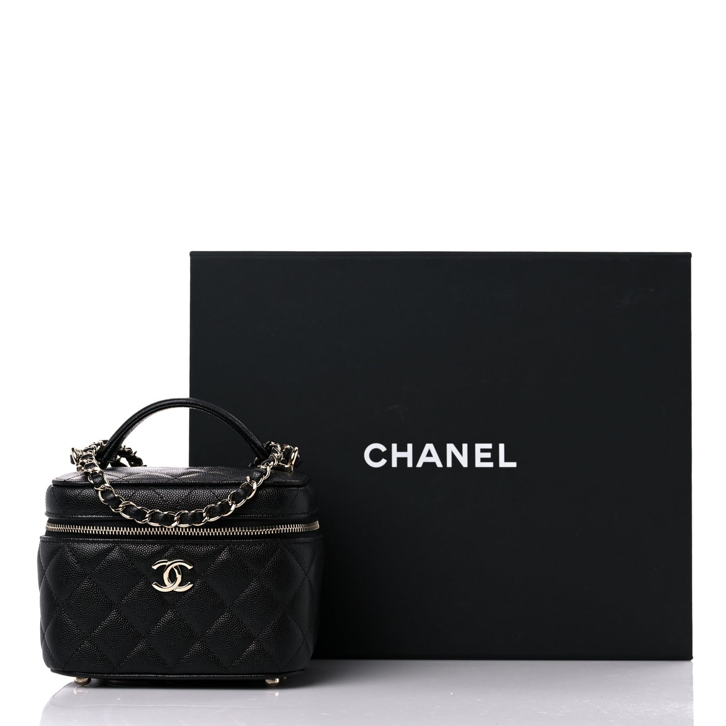 Caviar Quilted Small CC Vanity Case Black