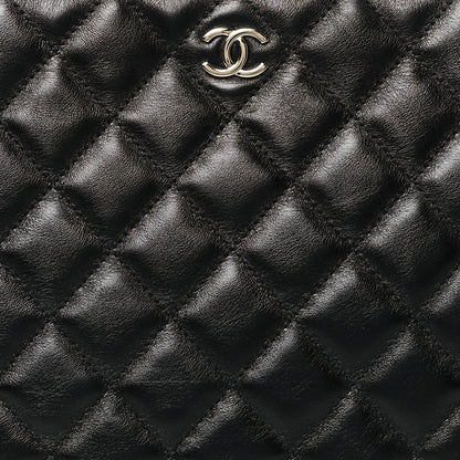 Chanel Calfskin Quilted Pearl Medium Cosmetic Case Black 8 of 9