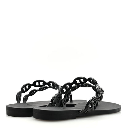 Hermes Rubber Chaine d'Ancre Island Sandals 37 Black 4 of 7