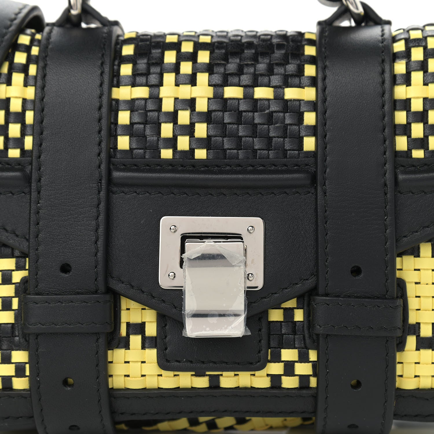 Proenza Schouler Lambskin Woven Plaid Micro PS1 Satchel Black Butter Toast 8 of 10