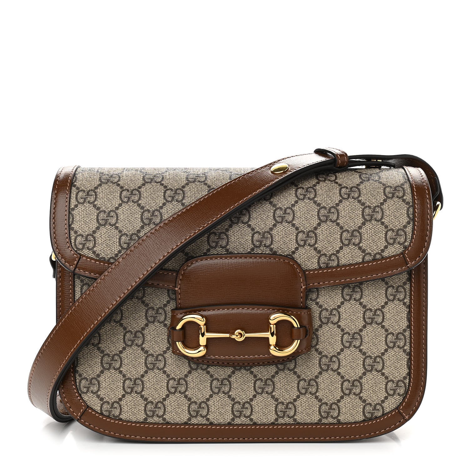 Gucci GG Supreme Monogram Horsebit 1955 Shoulder Bag Beige Brown Sugar 1 of 13
