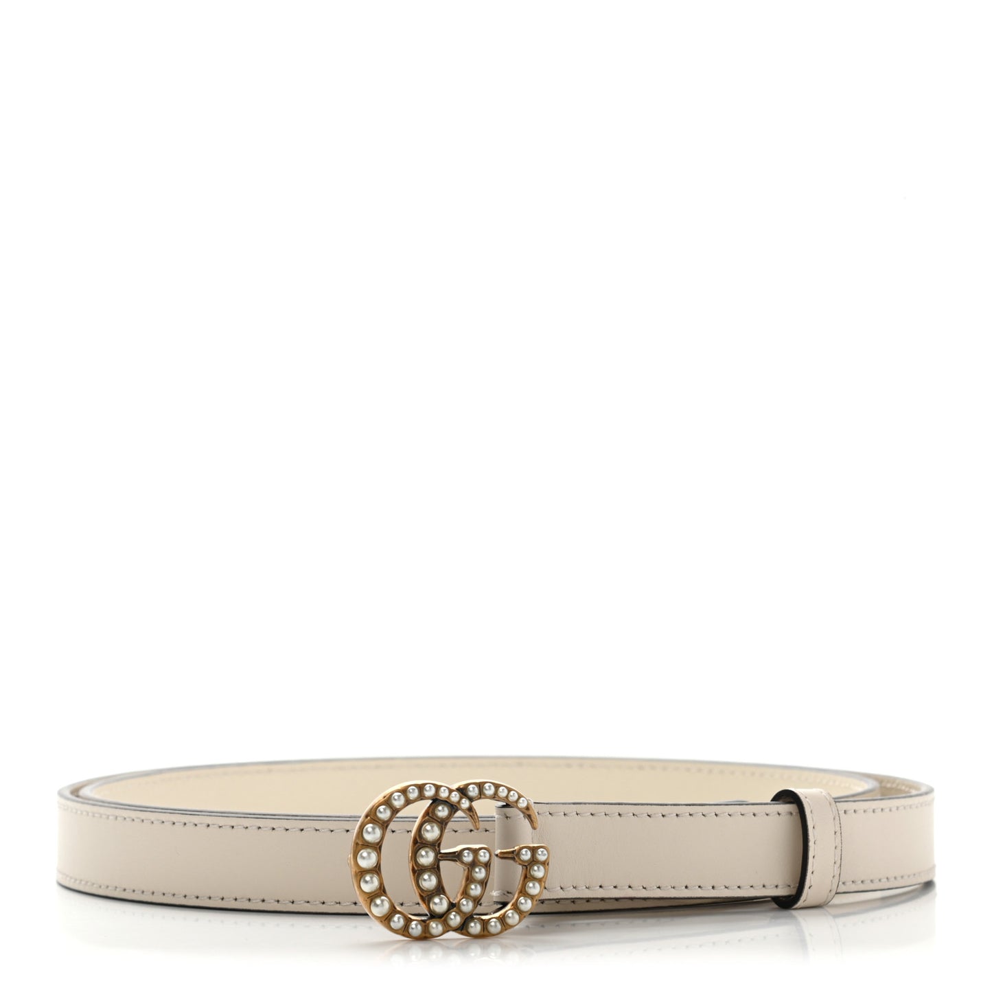 Calfskin Pearl Double G 20mm Belt 110 44 Ivory