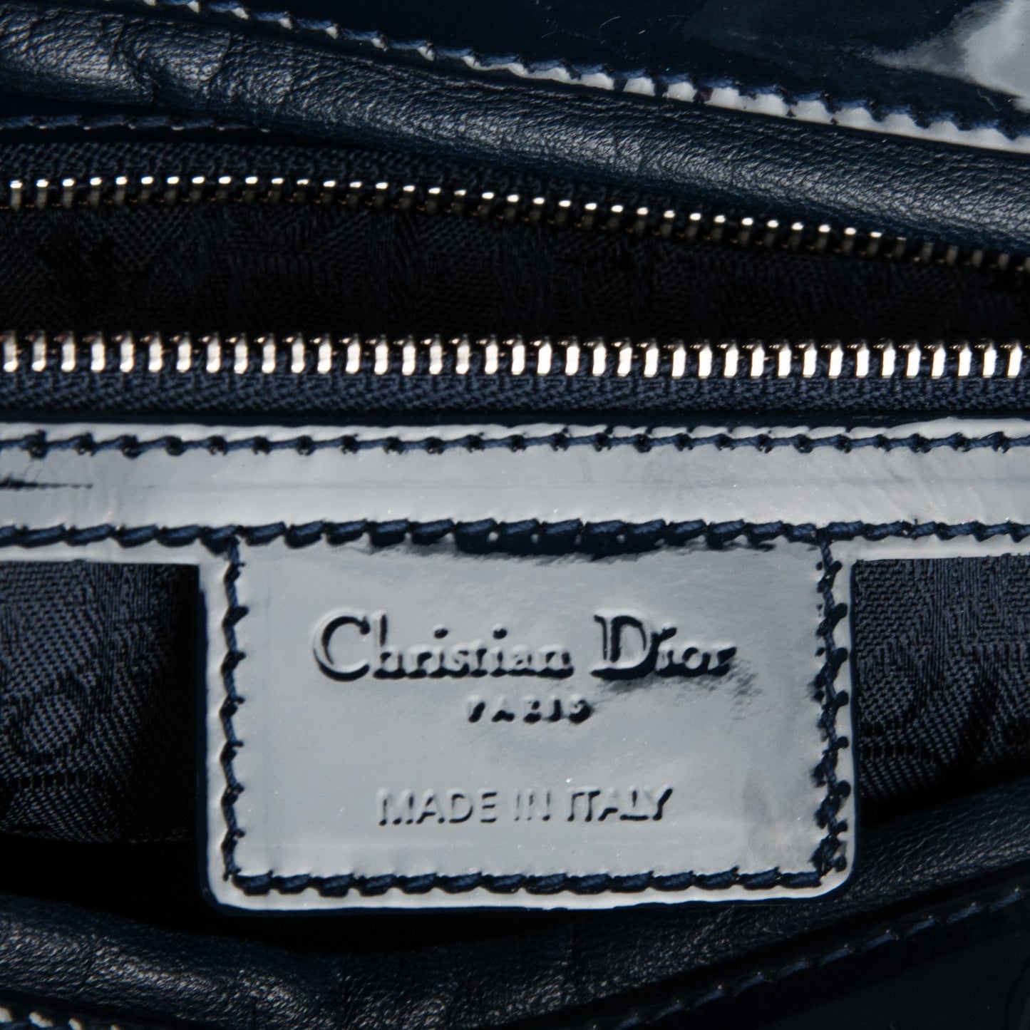 Patent Cannage Large Lady Dior Navy Blue