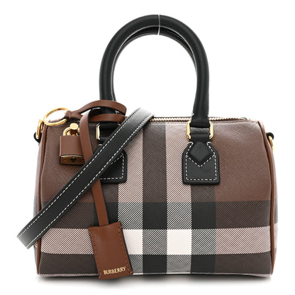 Burberry E-canvas Check Mini Bowling Bag Dark Birch Brown 1 of 9