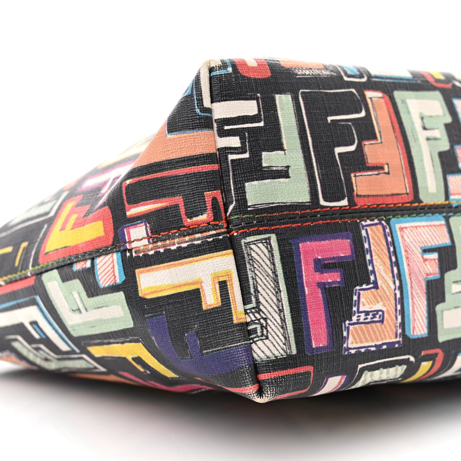 Fendi Zucca Spalmati Vitello FF Multicolor Mini Roll Tote Black Multicolor 9 of 12
