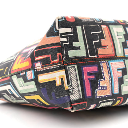Fendi Zucca Spalmati Vitello FF Multicolor Mini Roll Tote Black Multicolor 9 of 12