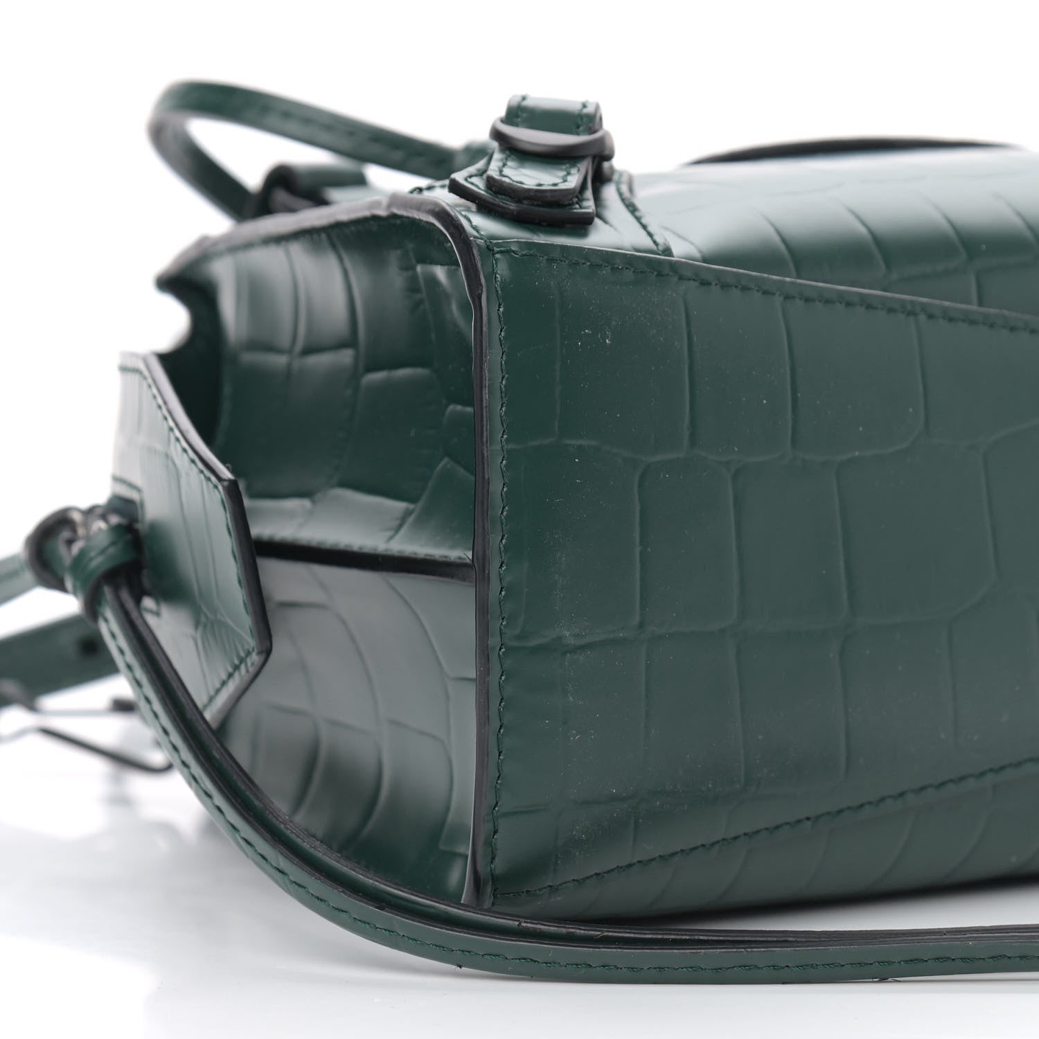 Balenciaga Semi Shiny Calfskin Crocodile Embossed Neo Classic Black Hardware Mini City Forest Green 8 of 9