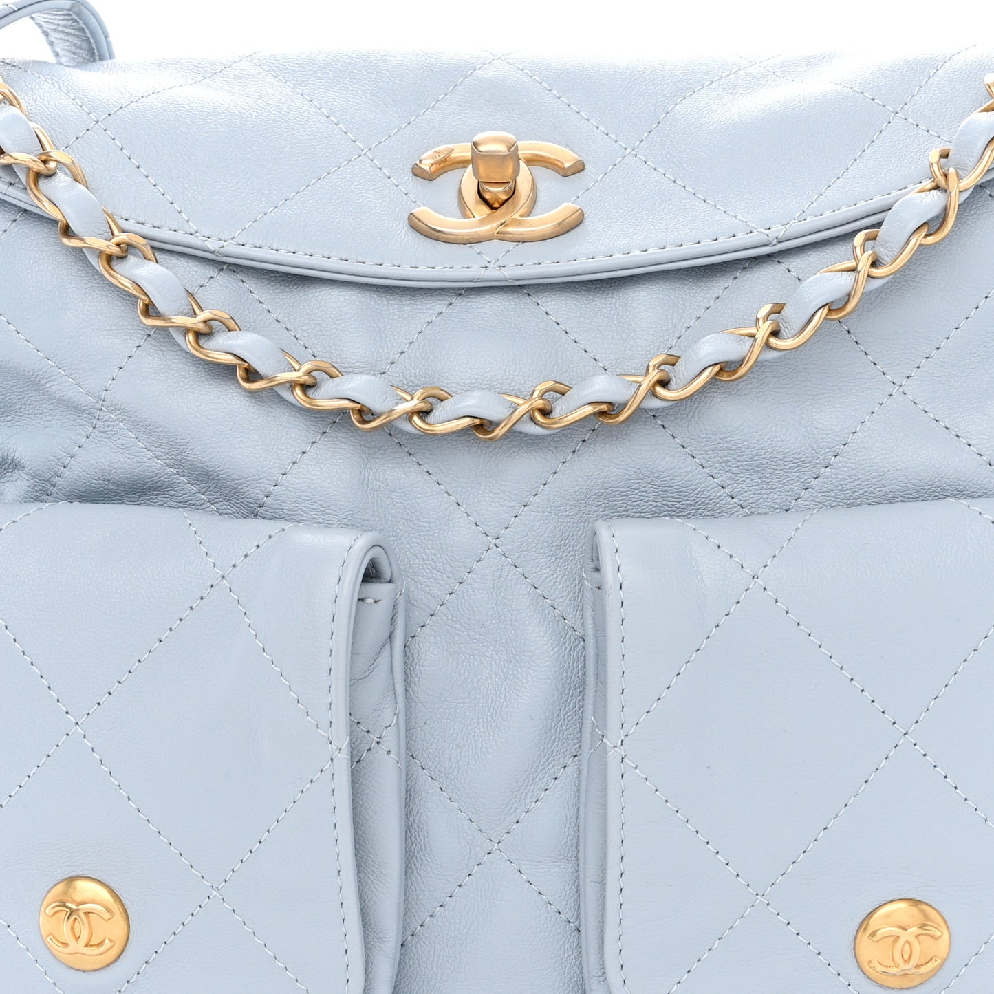 Shiny Calfskin Quilted Large Supple Twins Hobo Bag Light Grey