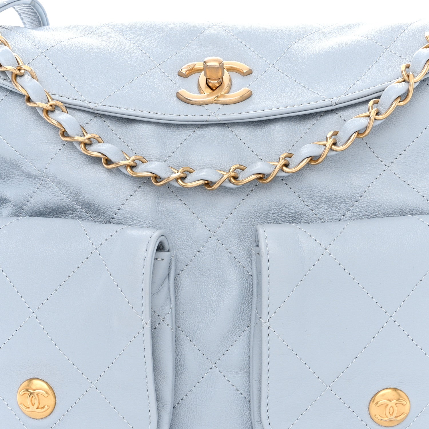 Chanel Shiny Calfskin Quilted Large Supple Twins Hobo Bag Light Grey 8 of 11