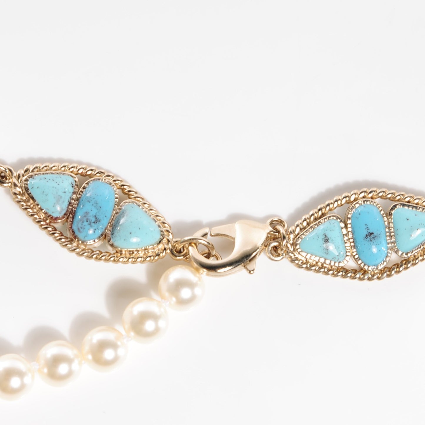 Pearl Gripoix Poured Glass Turquoise CC Belt Gold