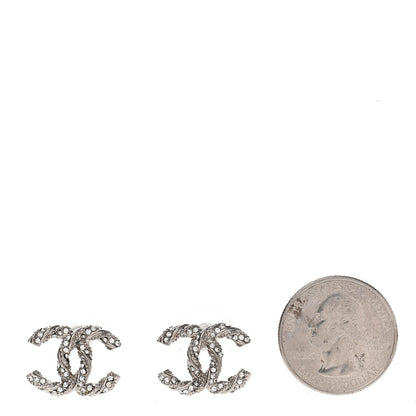 Chanel Crystal CC Twisted Earrings Silver 2 of 4