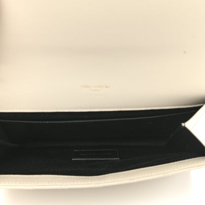 Saint Laurent Grain De Poudre Textured Mixed Matelasse Triquilt Monogram Clutch Blanc Vintage 5 of 8