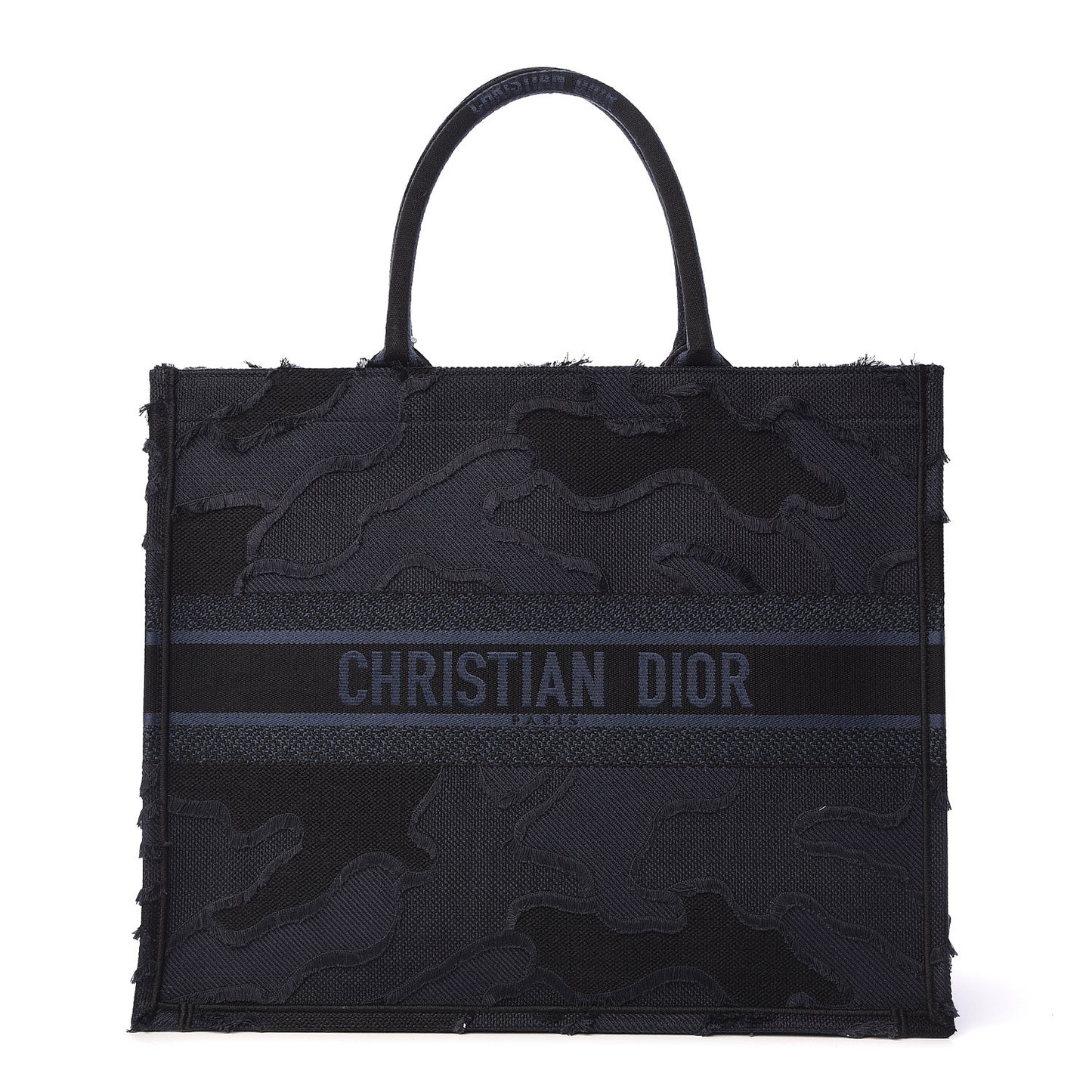 Canvas Embroidered Camouflage Book Tote Blue