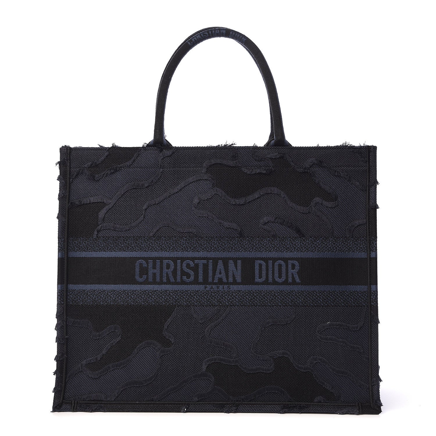 Christian Dior Canvas Embroidered Camouflage Book Tote Blue 1 of 10
