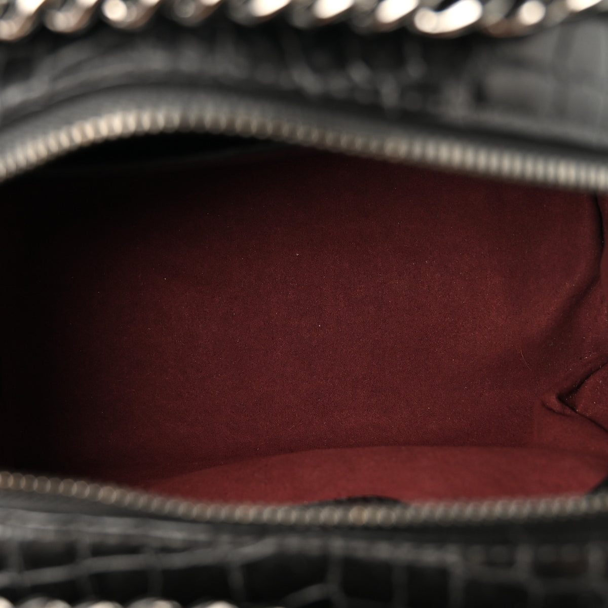 Stella McCartney Faux Leather Crocodile Embossed Mini Falabella Box Top Handle Bag Black 5 of 9