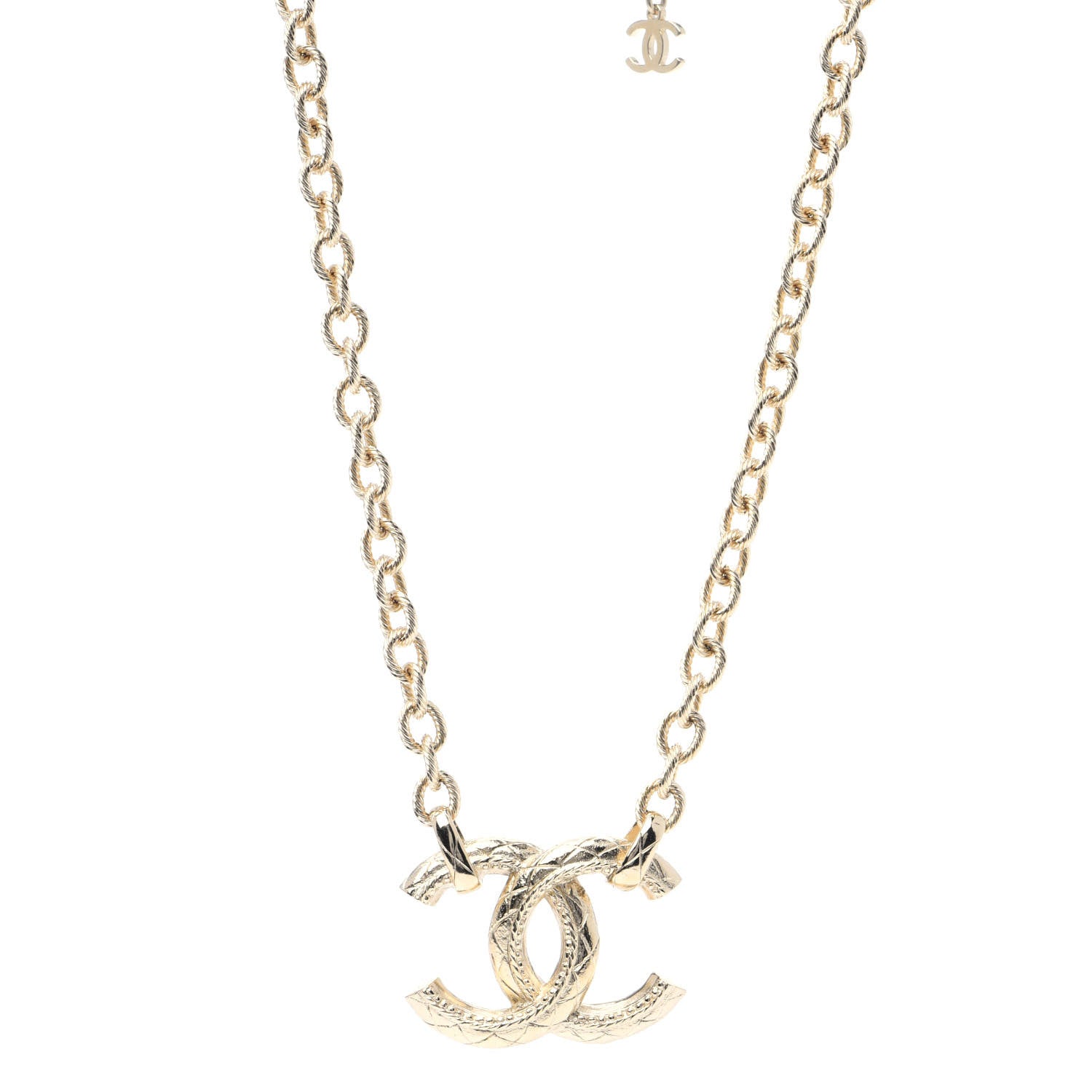 Chanel Metal Quilted CC Necklace Gold 1 of 6