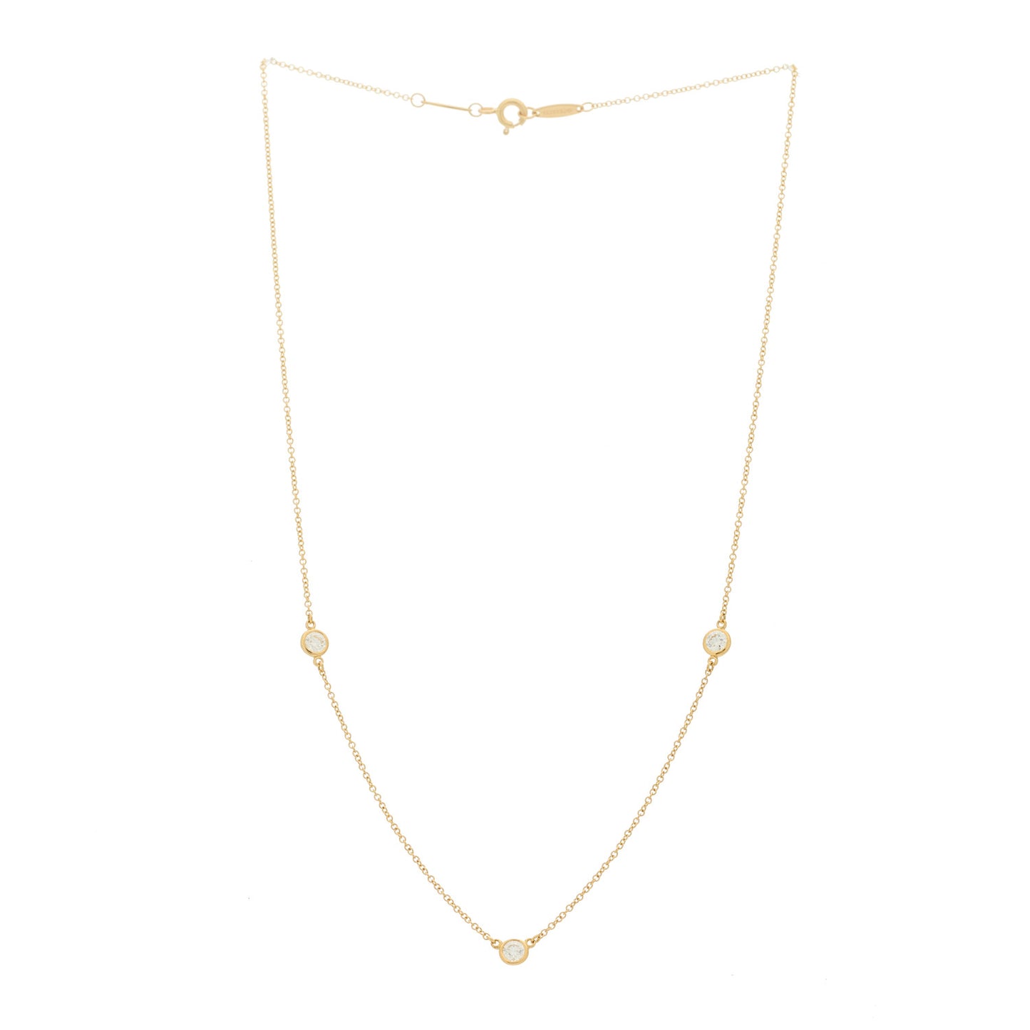 18K Yellow Gold Elsa Peretti Diamonds by the Yard 3 Station Necklace