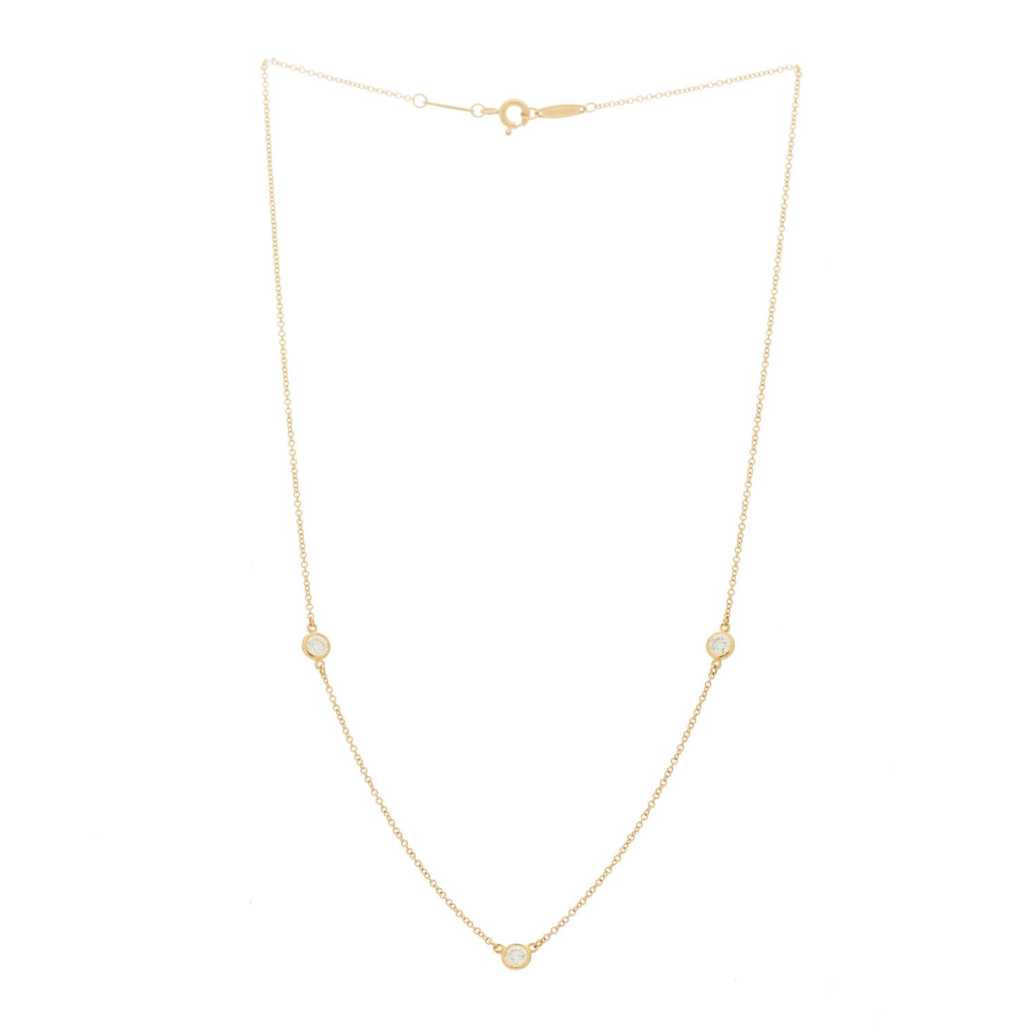 Tiffany 18K Yellow Gold Elsa Peretti Diamonds by the Yard 3 Station Necklace 3 of 5