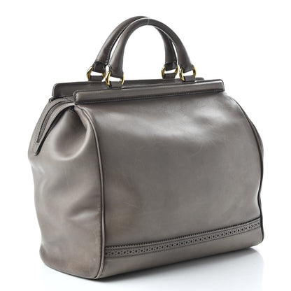Gucci Calfskin Duilio Brogue Top Handle Bag Grey 3 of 10
