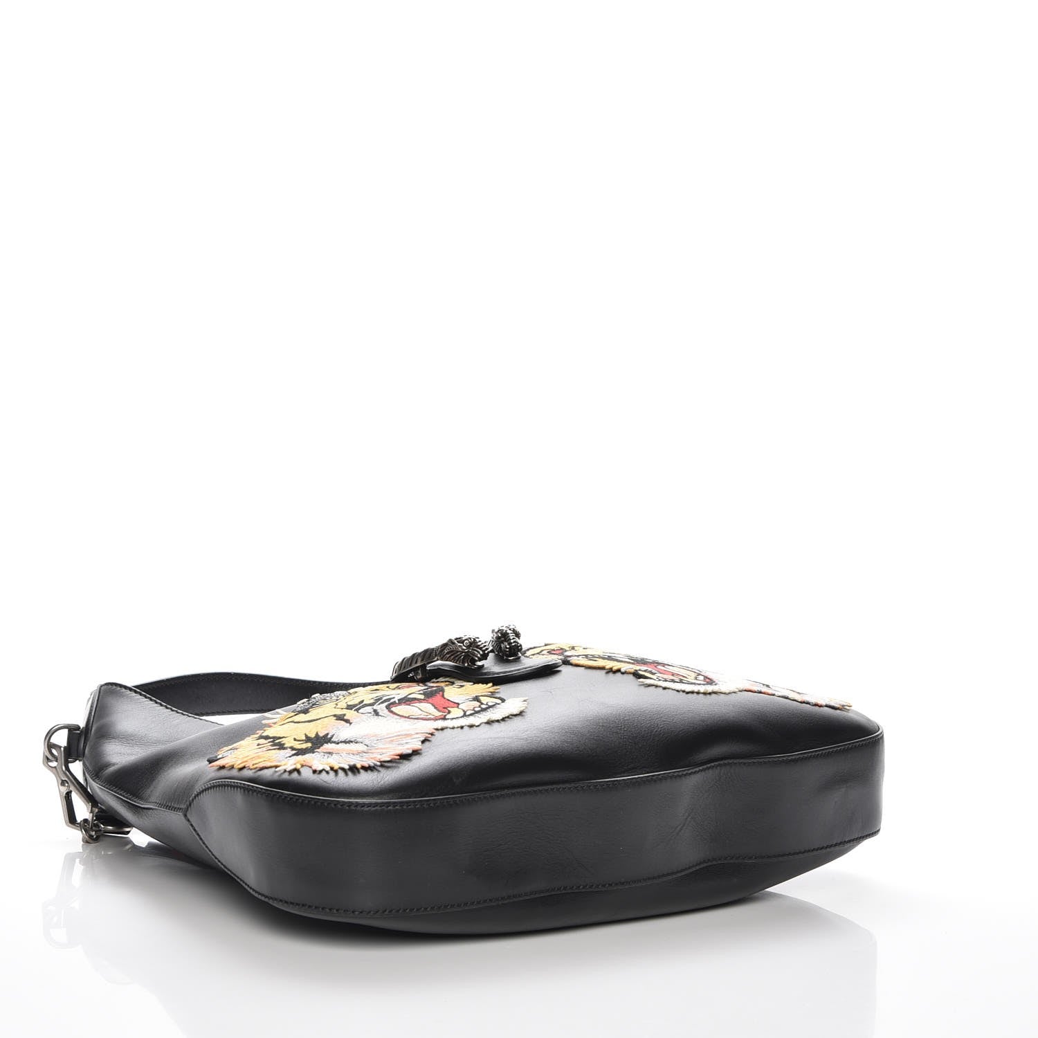 Gucci Calfskin Web Tiger Embroidered Medium Dionysus Hobo Black 5 of 8