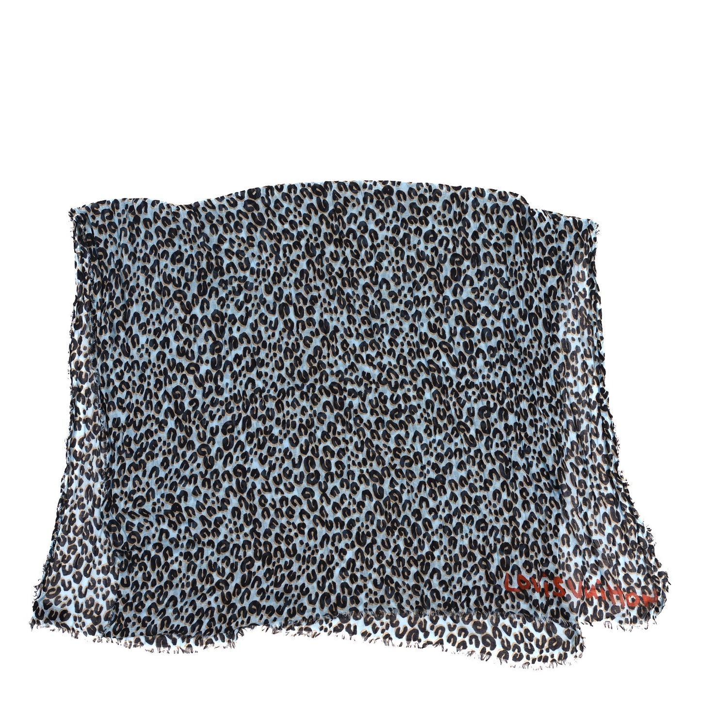 Cotton Leopard Stole Blue