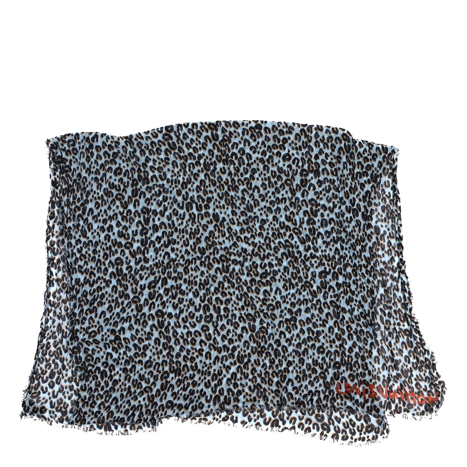 Louis Vuitton Cotton Leopard Stole Blue 2 of 3
