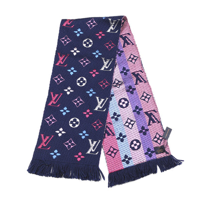 Louis Vuitton Wool Silk Rainbow Logomania Scarf Navy 2 of 3