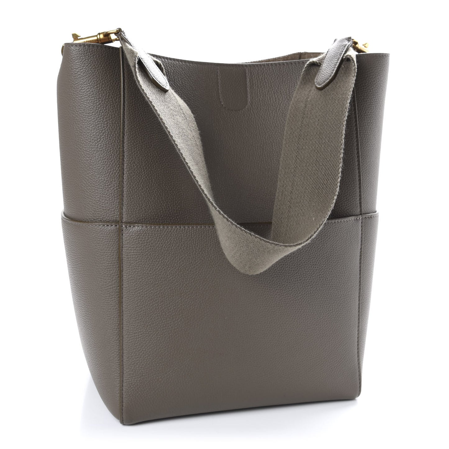 Soft Grained Calfskin Sangle Bucket Bag Taupe