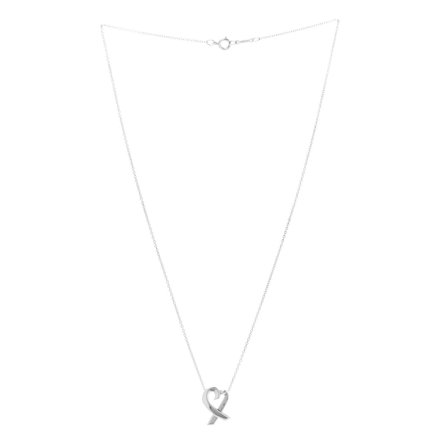 Tiffany Sterling Silver Paloma Picasso Loving Heart Pendant Necklace 3 of 7