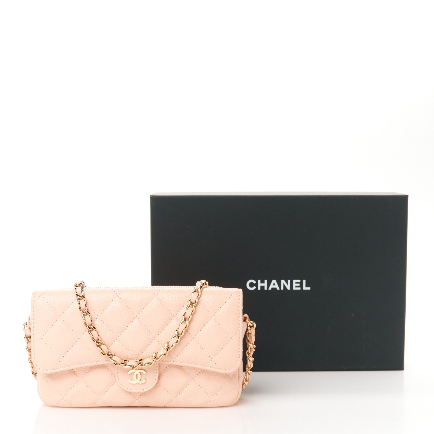 Chanel Caviar Quilted Flap Phone Holder With Chain Light Pink 13 of 13