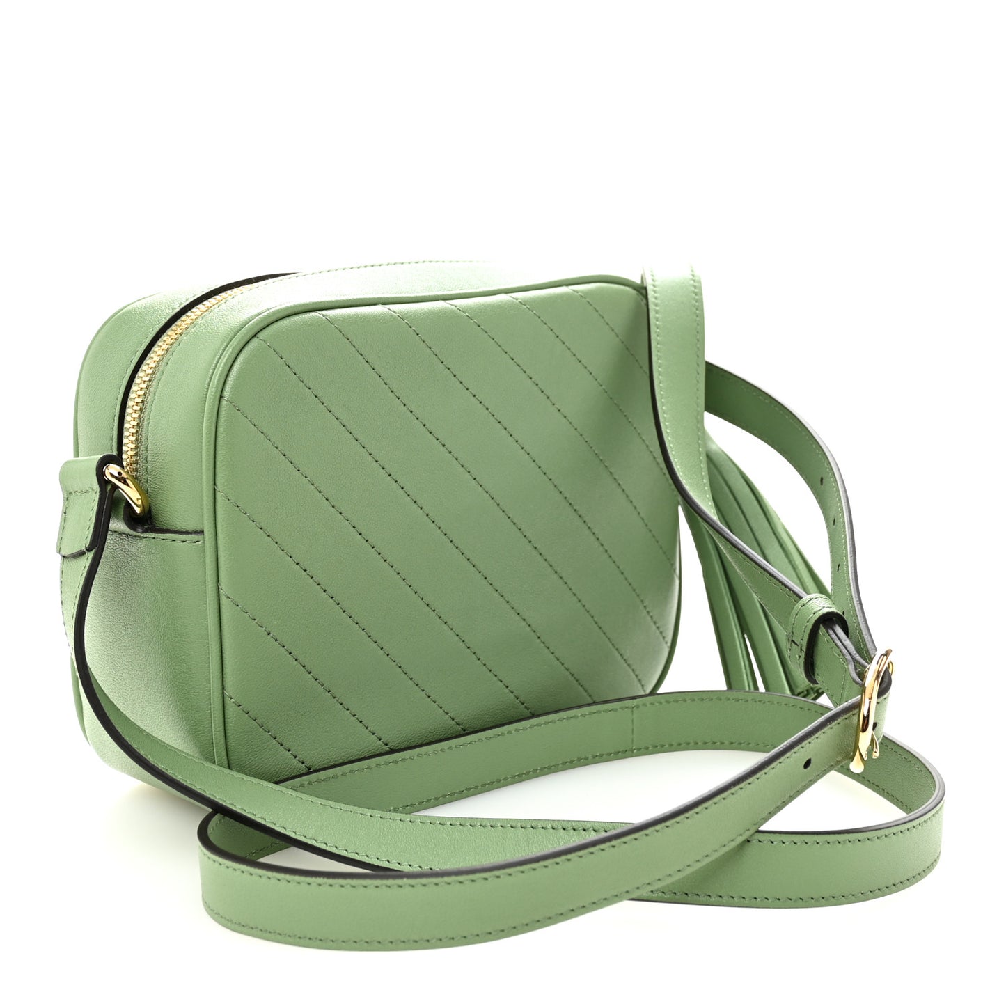 Sakai Be Green Calfskin Diagonal Stitched Small Blondie Shoulder Bag Green Soil Grass Green Soil Grass