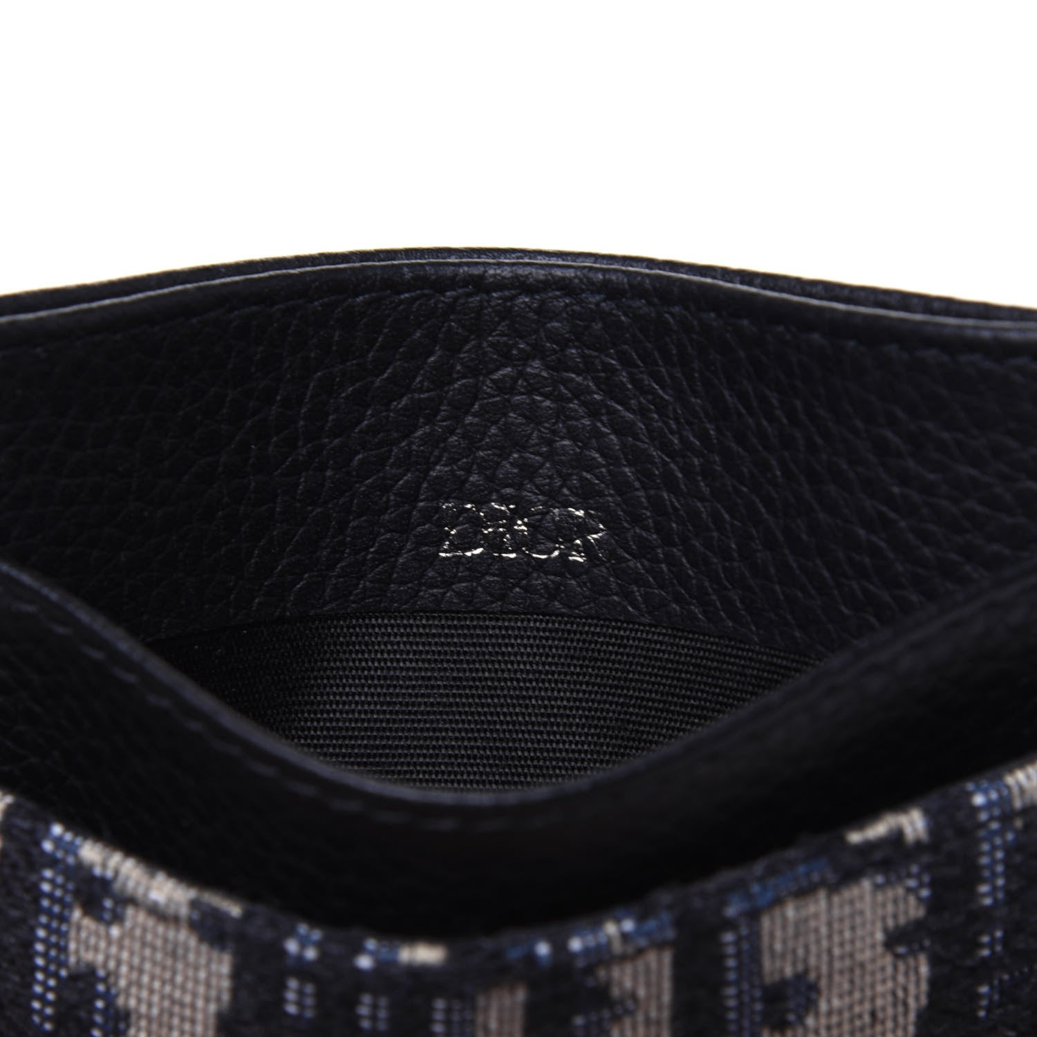 Christian Dior Grained Calfskin Oblique Card Holder Black 6 of 13