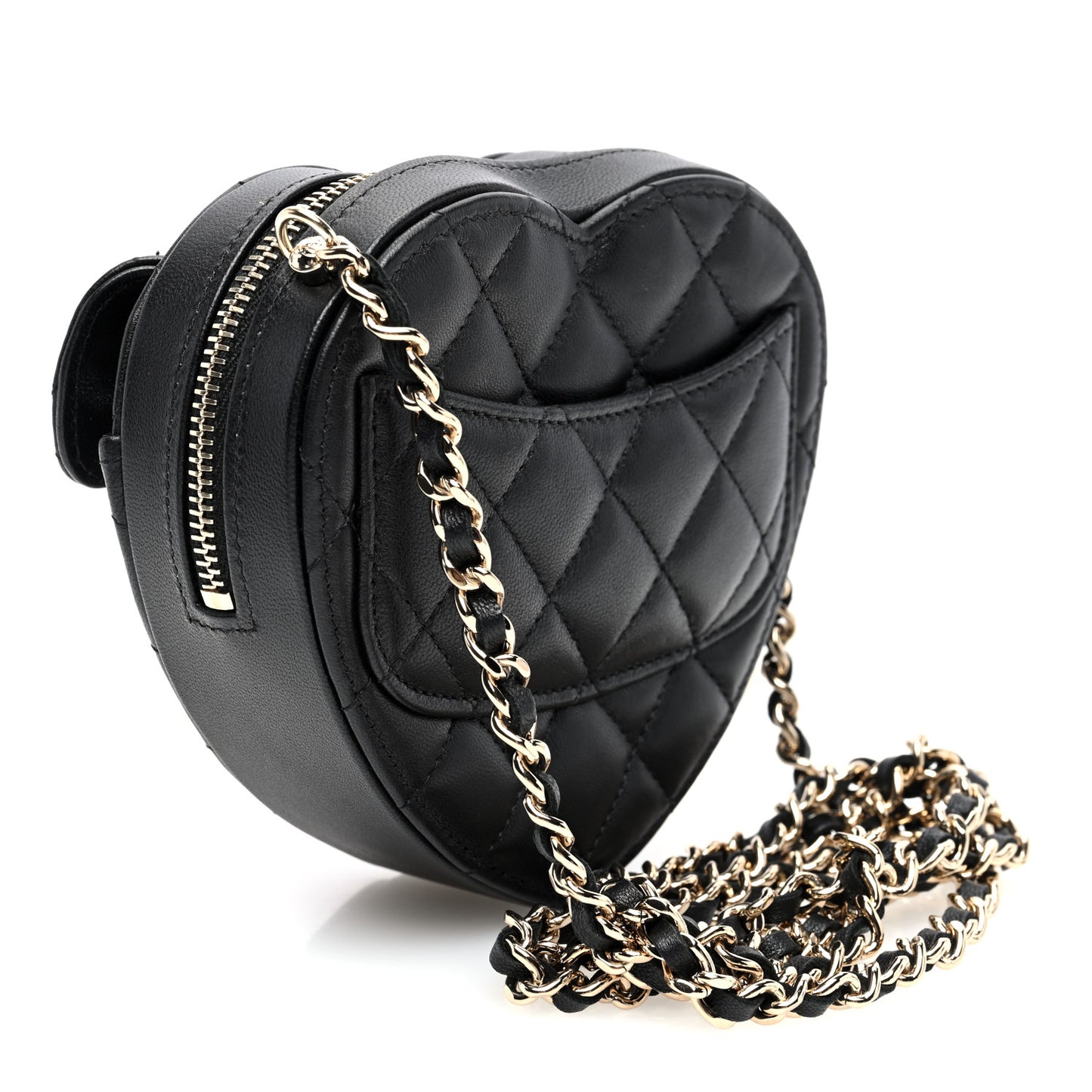 Lambskin Quilted CC In Love Heart Clutch With Chain Black