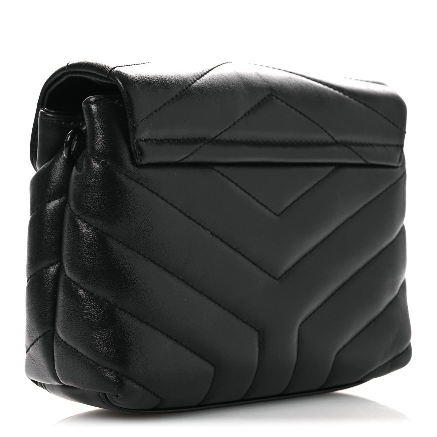 Calfskin Y Quilted Monogram Monochrome Toy Loulou Crossbody Bag Black