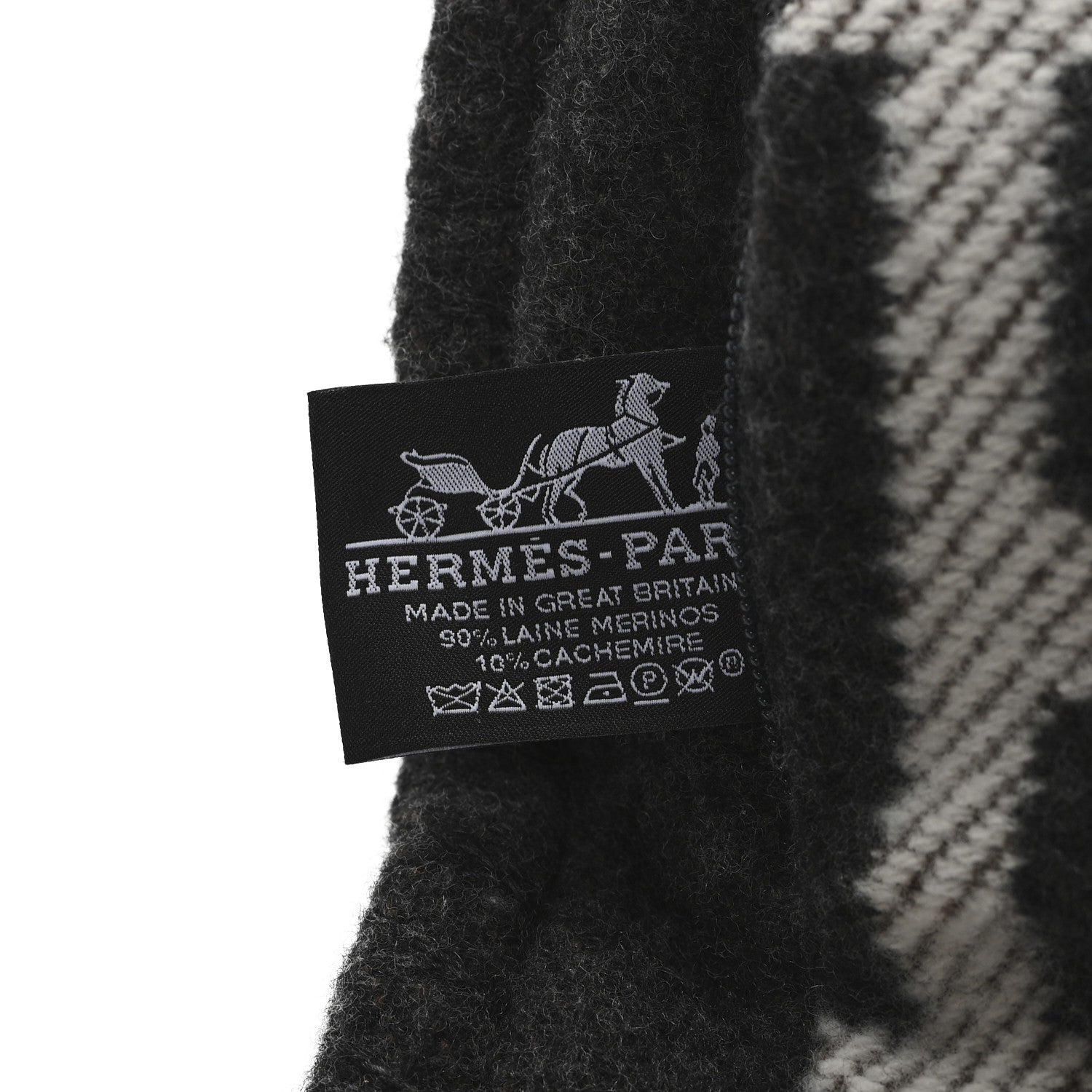 Hermes Wool Cashmere Avalon Pillow PM Ecru Gris Fonce 3 of 3