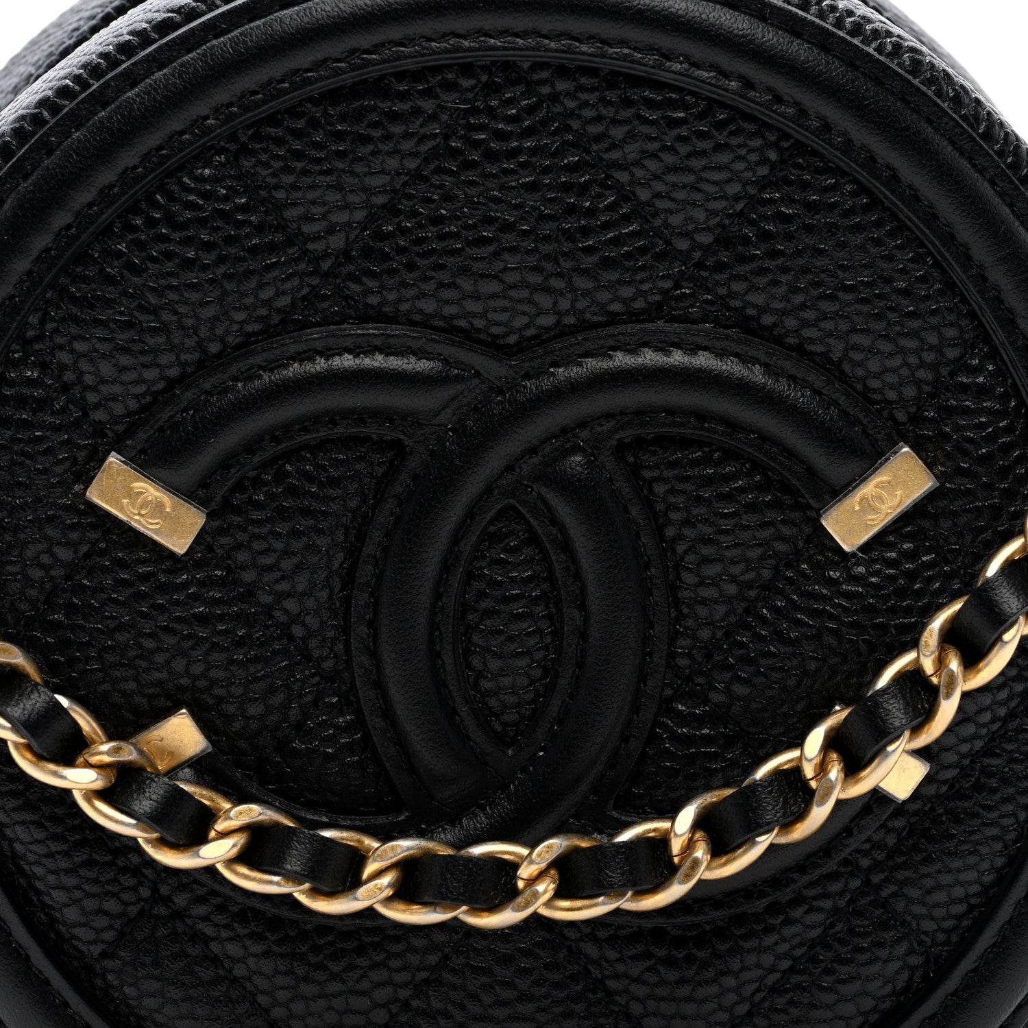 Chanel Caviar Quilted Round Filigree Crossbody Black 8 of 11