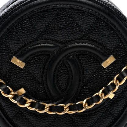 Chanel Caviar Quilted Round Filigree Crossbody Black 8 of 11