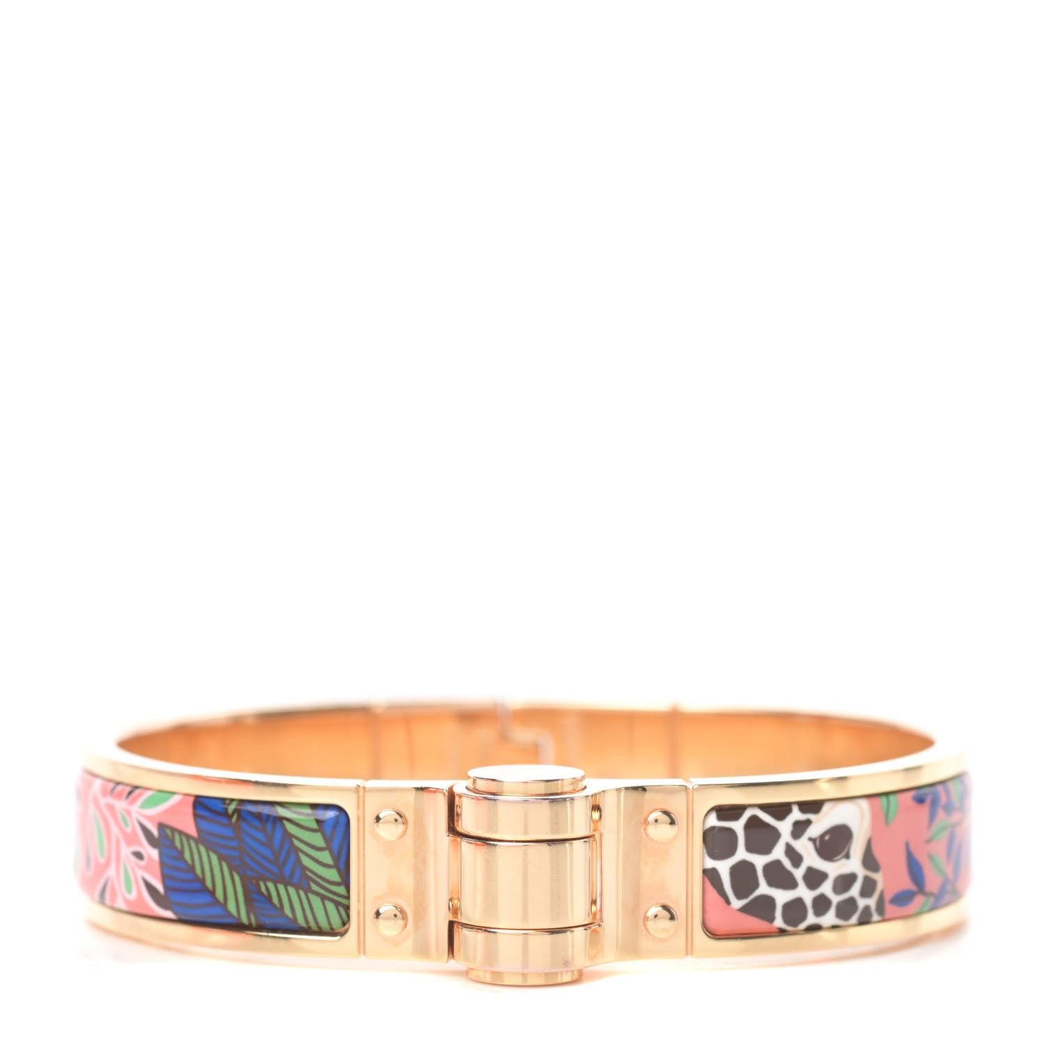 Hermes Enamel Printed Narrow The Three Graces Hinged Bracelet S Pink Delirium 1 of 6
