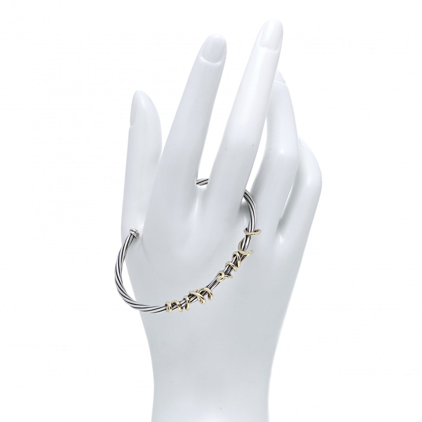 Sterling Silver 14K Yellow Gold DY Whispers I Love You Bracelet