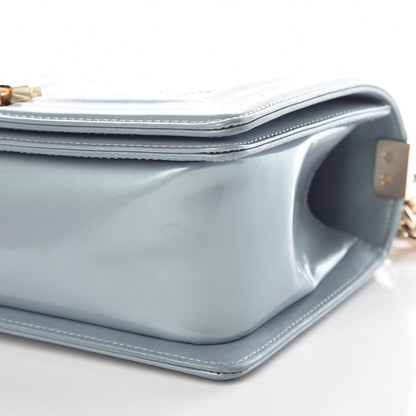 Chanel Iridescent Patent Calfskin Quilted Medium Boy Flap Light Blue 10 of 14