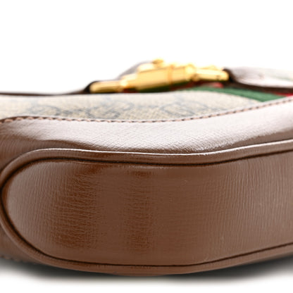 Gucci GG Supreme Monogram Azalea Calfskin Web Mini Jackie 1961 Hobo Beige Ebony Brown Sugar 9 of 10