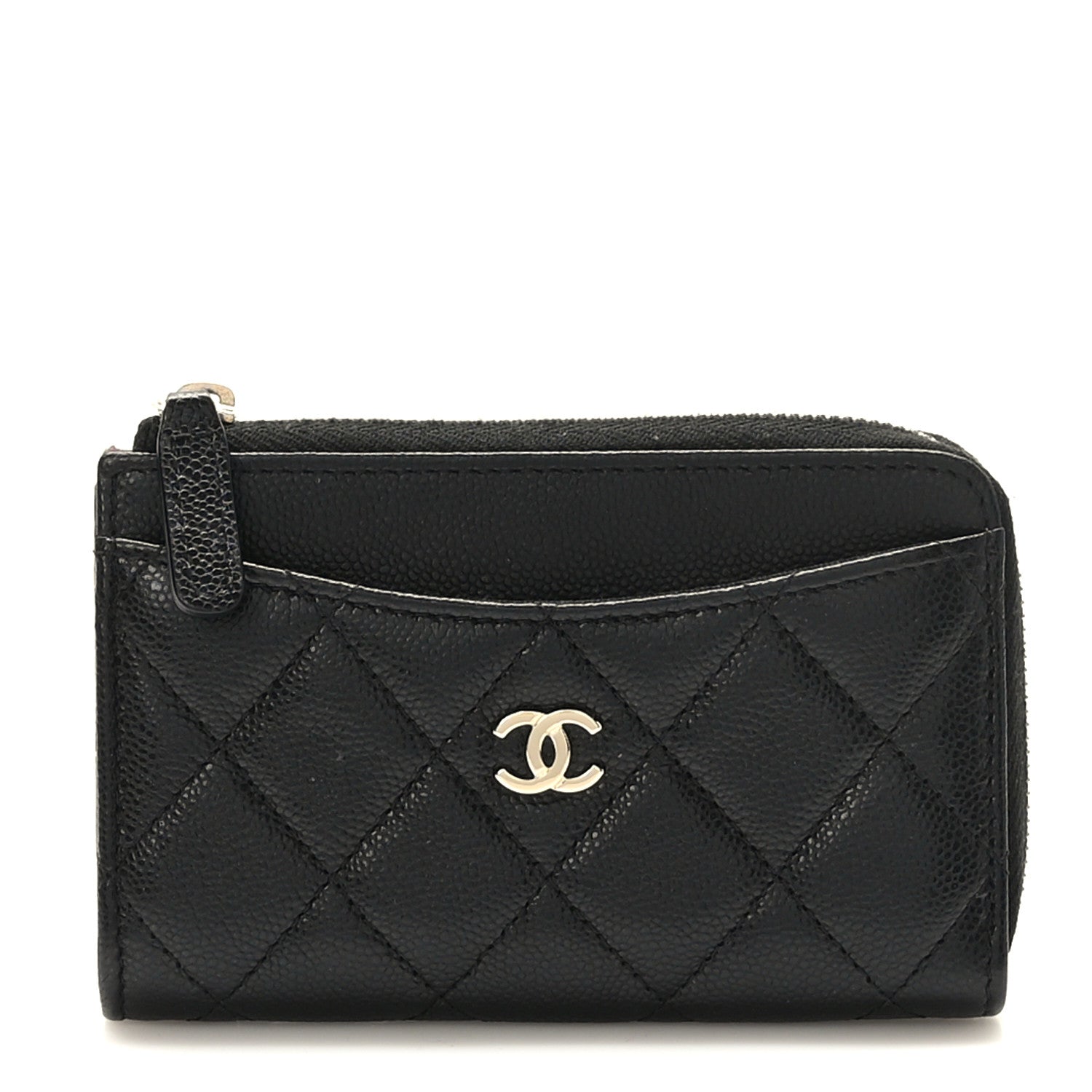 Chanel Caviar Quilted CC Zip Around Card Holder Black 1 of 9