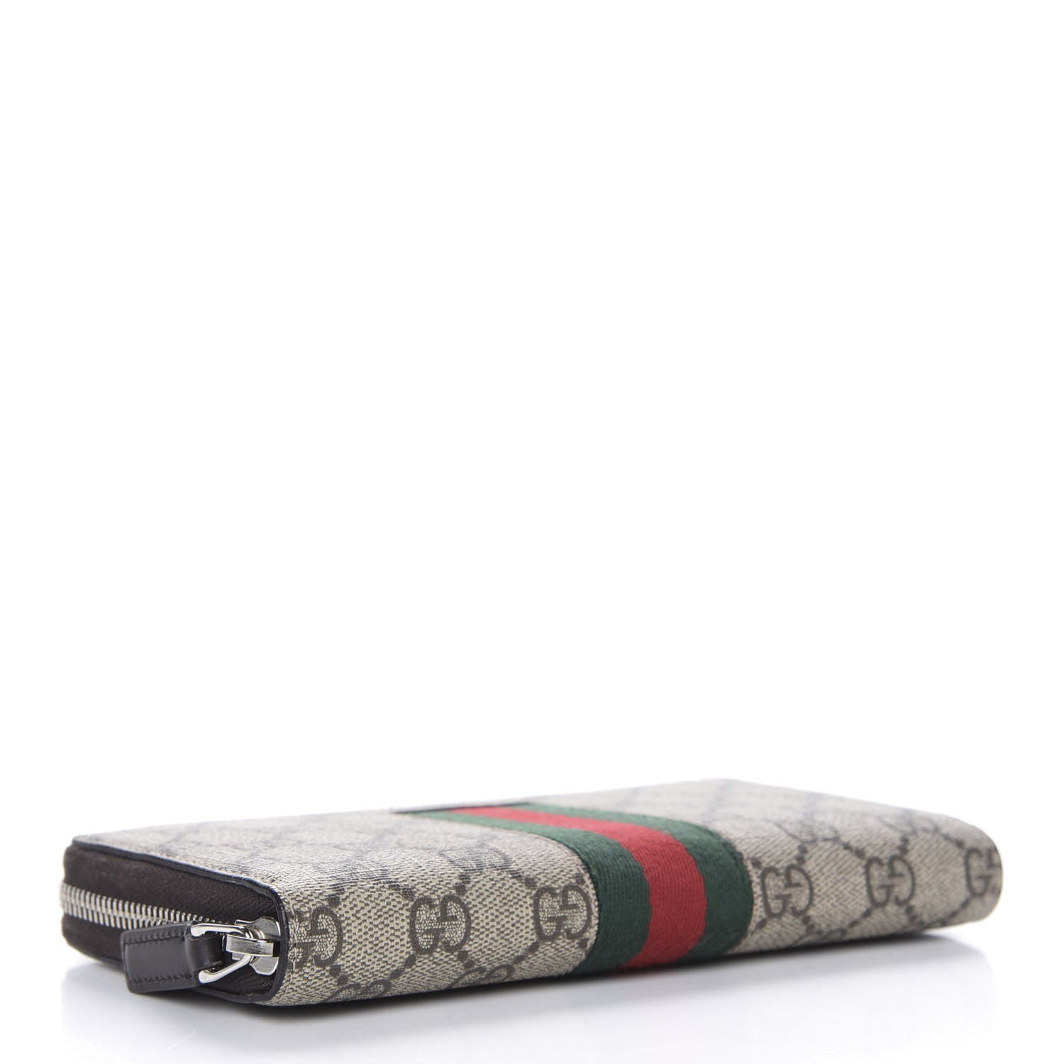 Gucci GG Supreme Monogram Web Zip Around Wallet Beige Cocoa 4 of 7