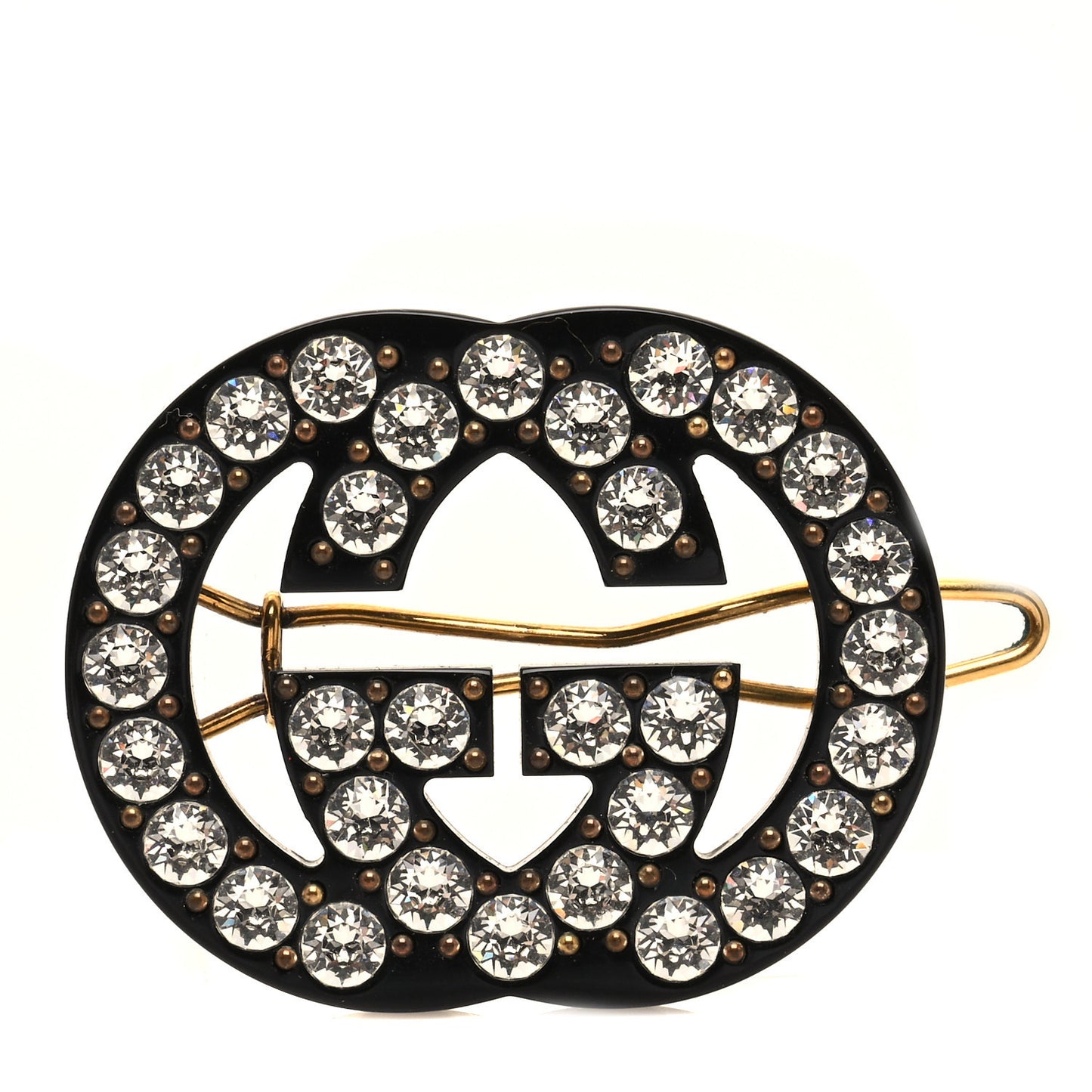 Resin Crystal Interlocking G Hair Clip Black