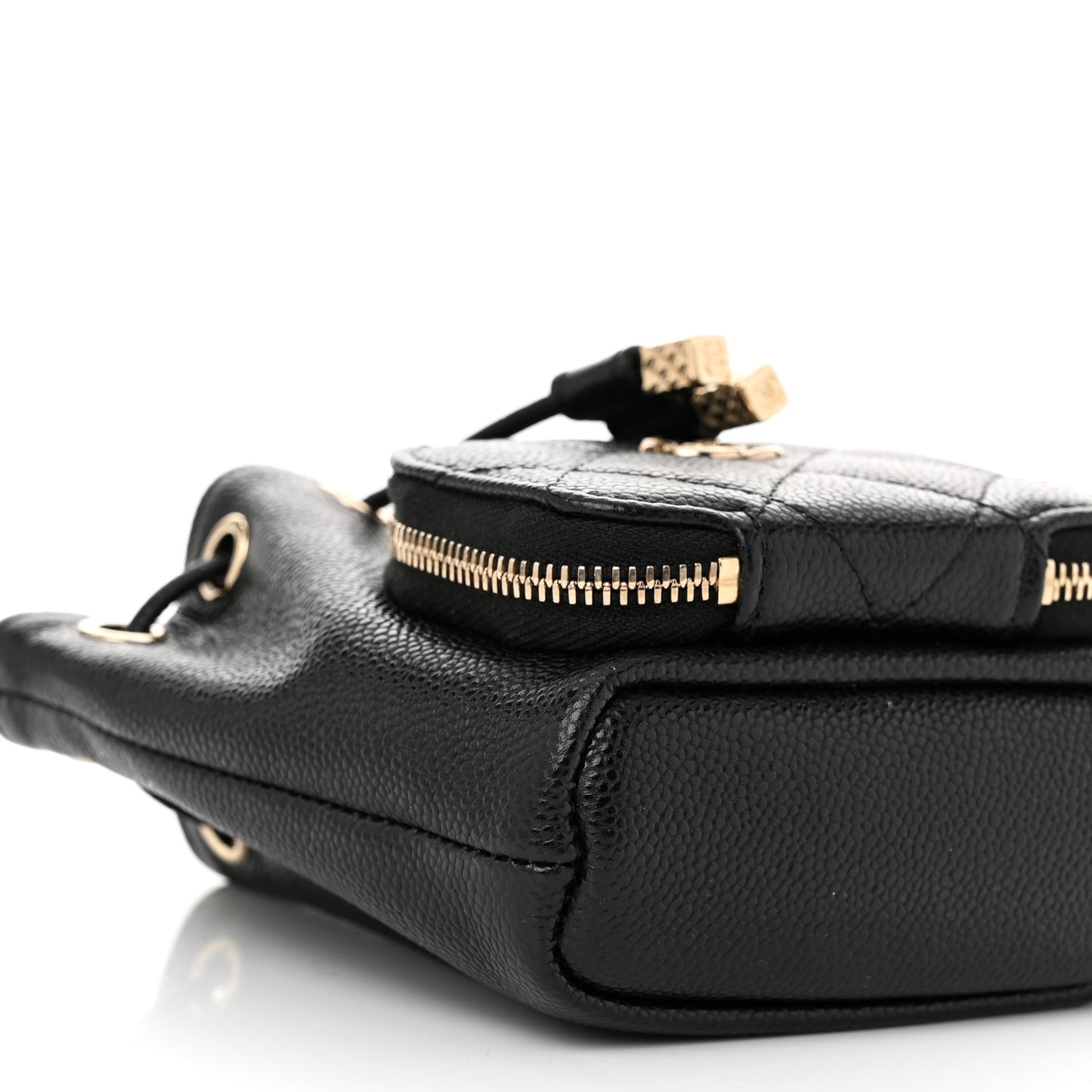 Caviar Quilted Mini CC Pocket Bucket Bag Black