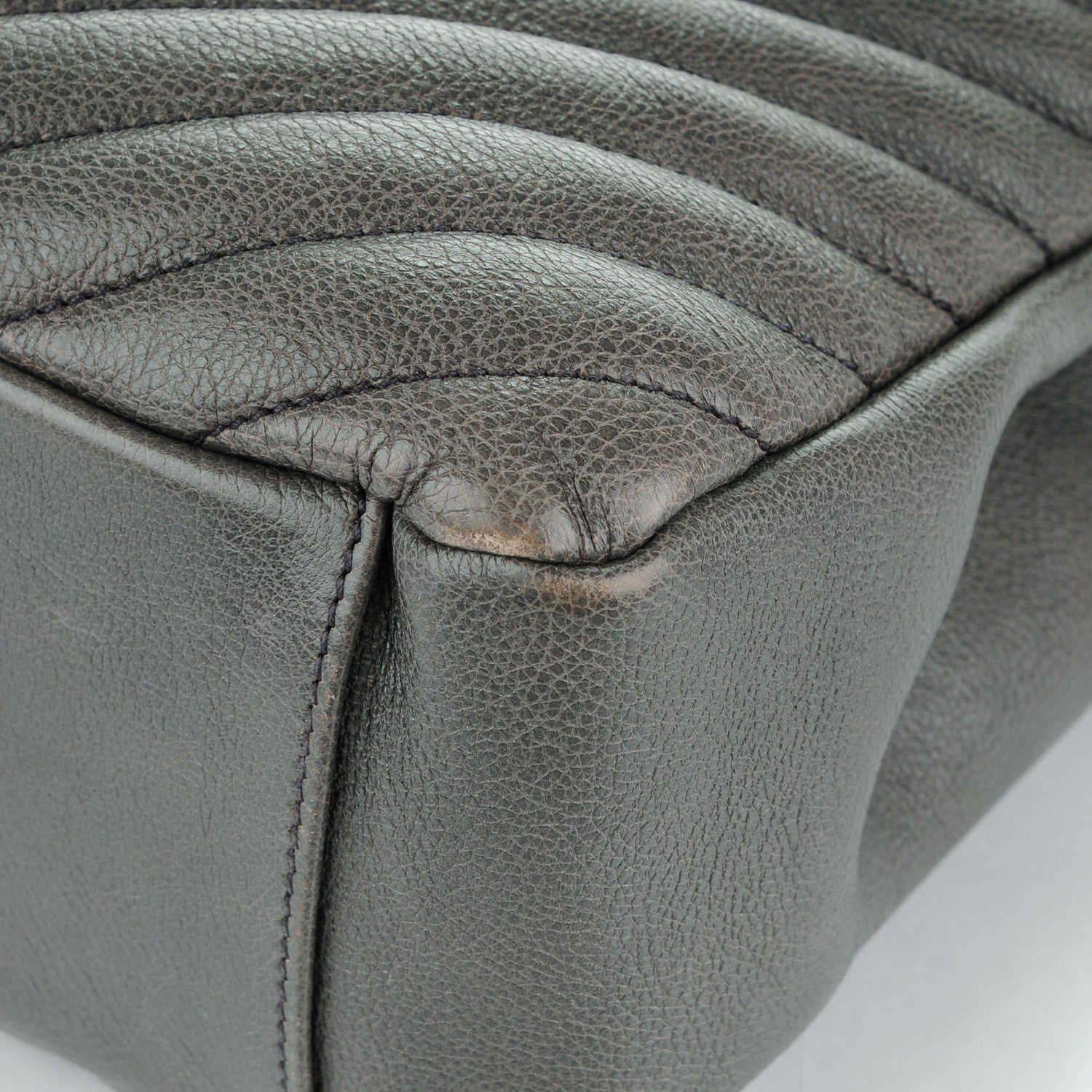 Saint Laurent Sheepskin Matelasse Chevron Monogram Large College Satchel Dark Anthracite 10 of 10