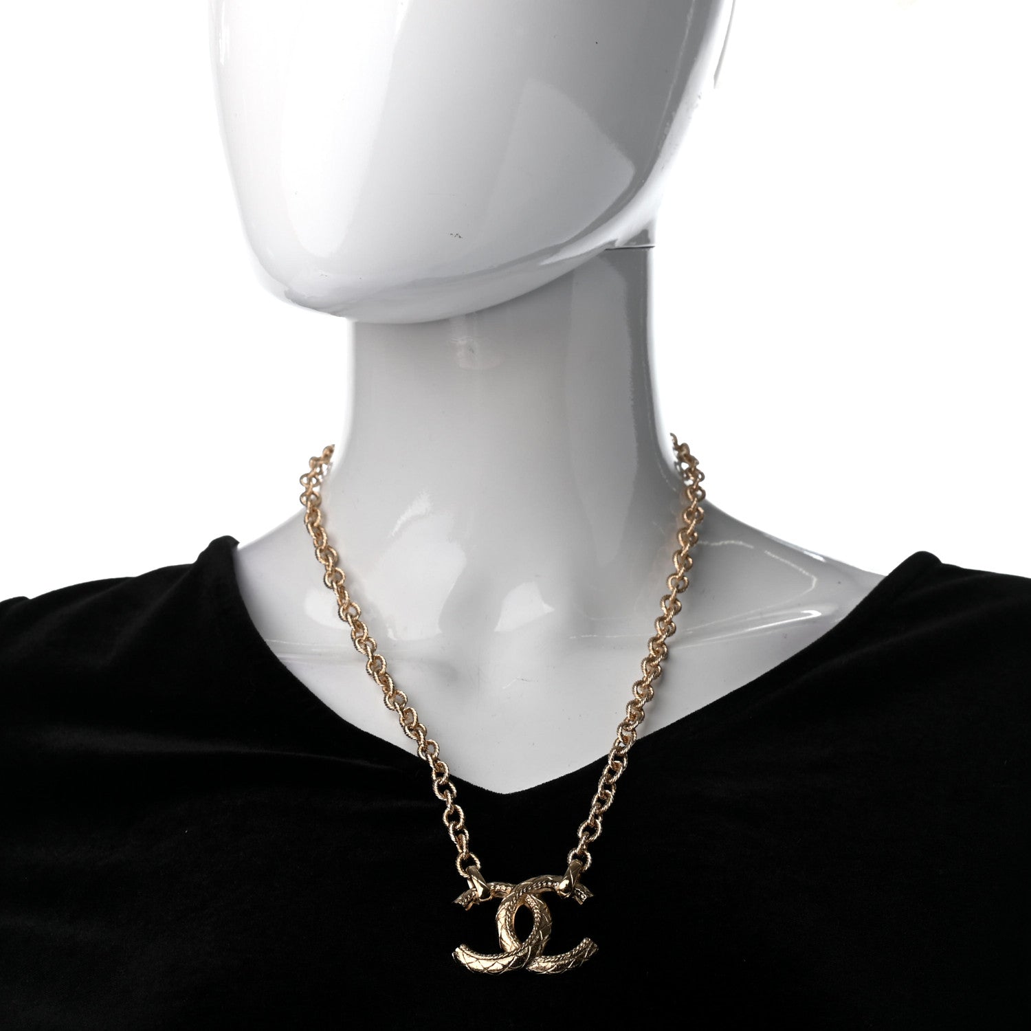 Chanel Metal Quilted CC Necklace Gold 2 of 5