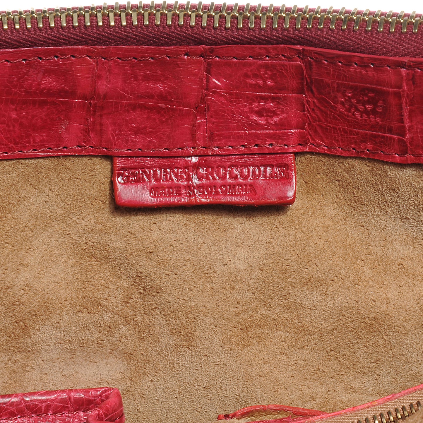 Crocodile Zip Top Satchel Red