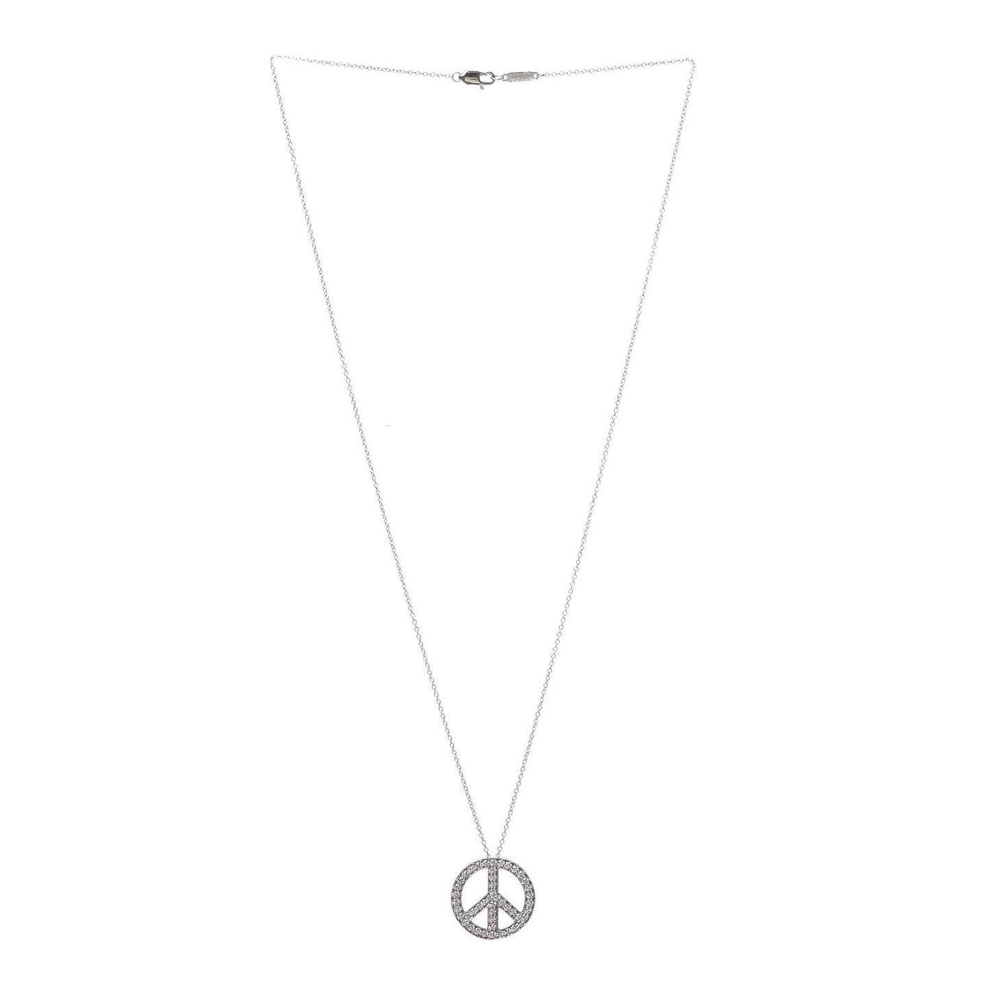 Platinum Diamond Peace Pendant Necklace
